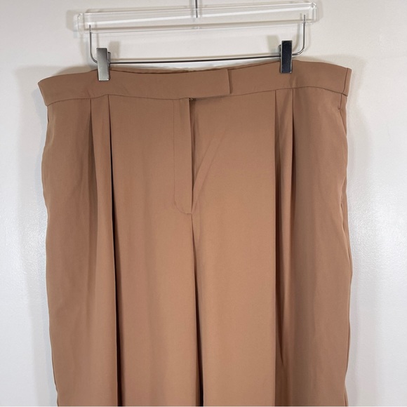 NEW Express XL Camel Khaki High Rise Pull On Ankle Pleated Flowy Dress Pants - Picture 5 of 13